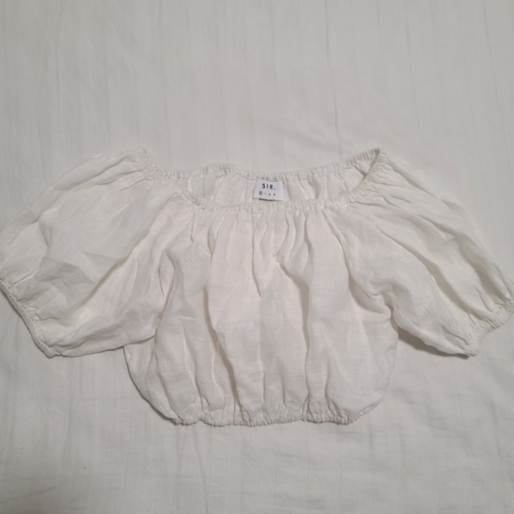 SIR the label Marlo Linen Off the Shoulder Linen Cropped Top size XS/S